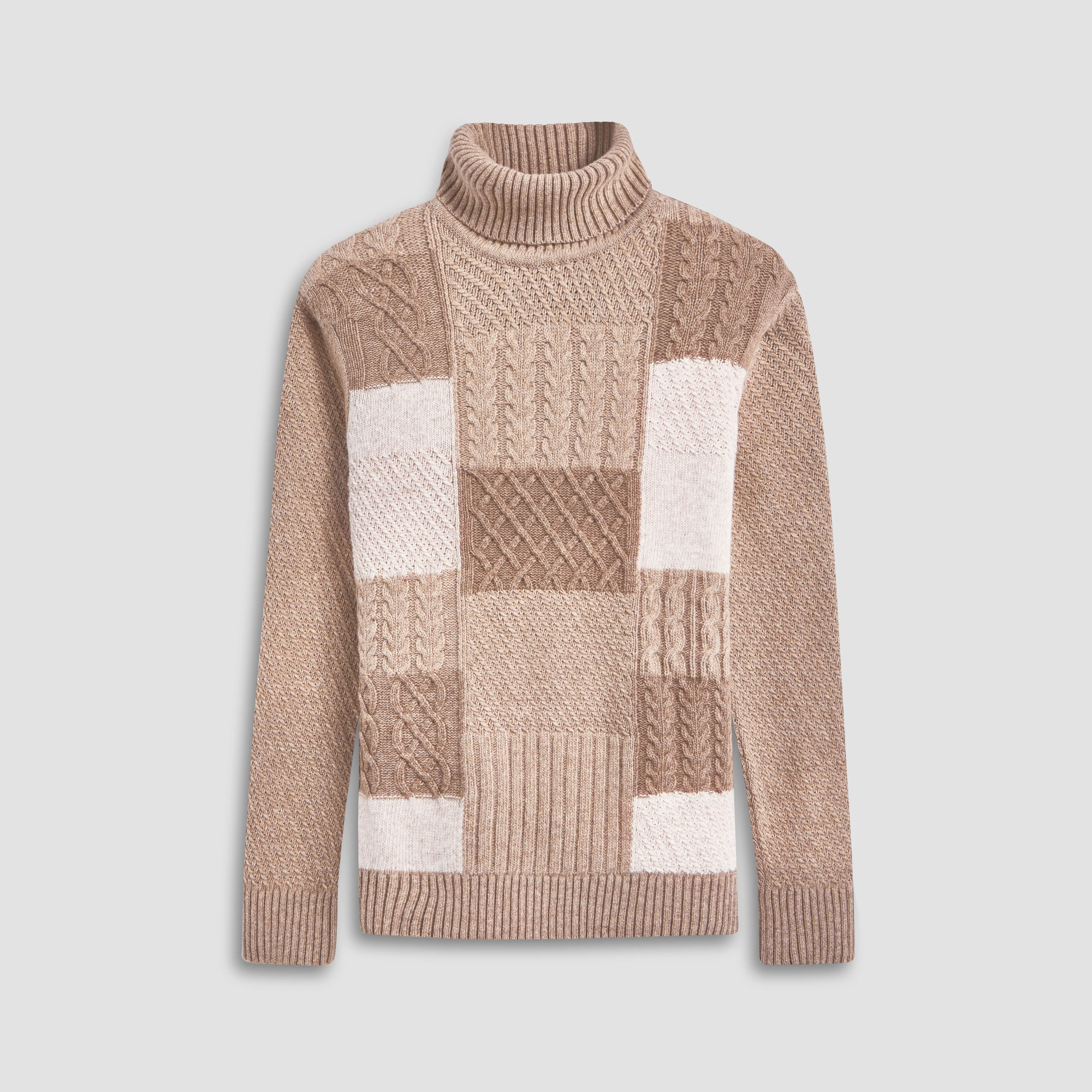 Mixed Stitch Turtleneck Sweater