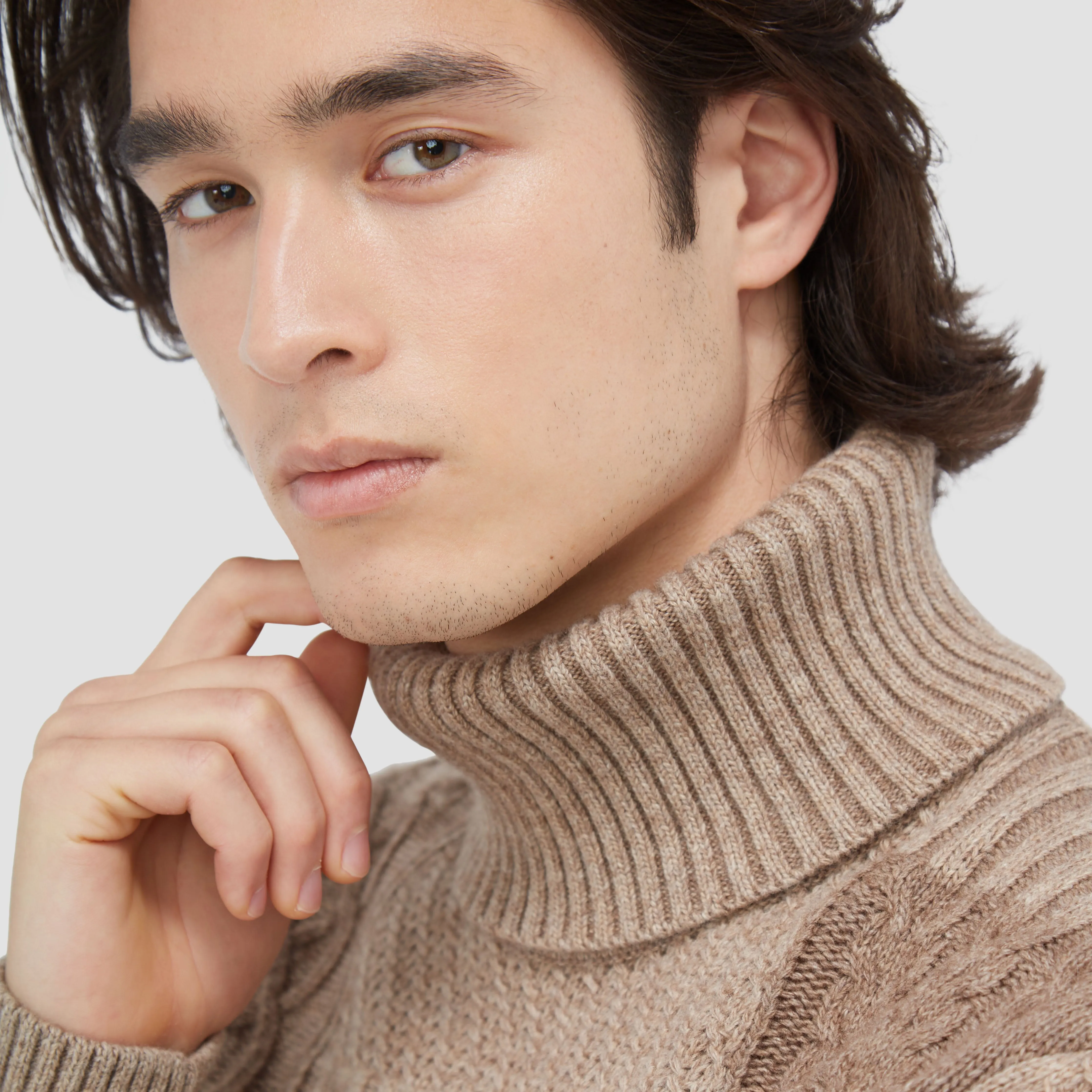 Mixed Stitch Turtleneck Sweater