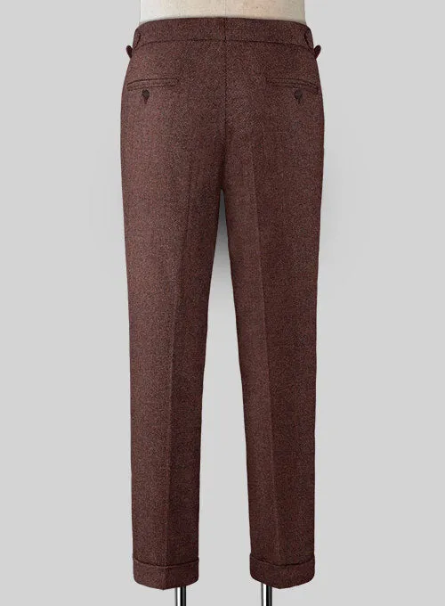 Mute Wine Herringbone Highland Tweed Trousers