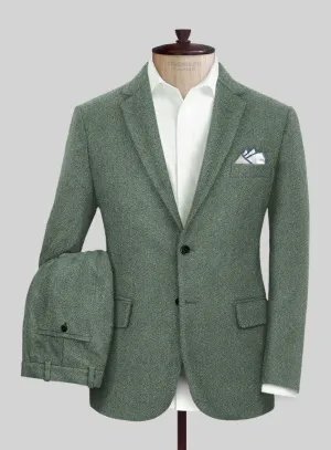 Naples Wide Herringbone Sage Green Tweed Suit