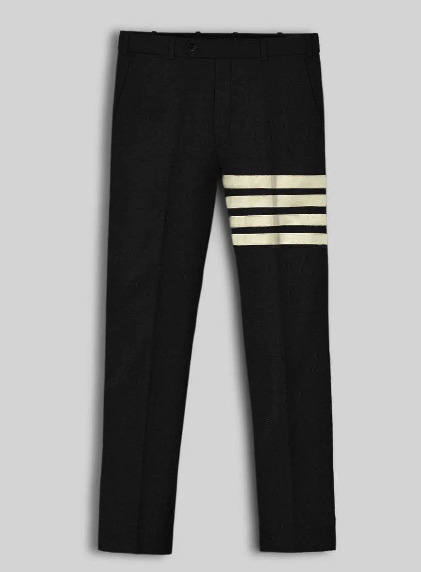 Napolean Black Wool Ivory Bar Trouser