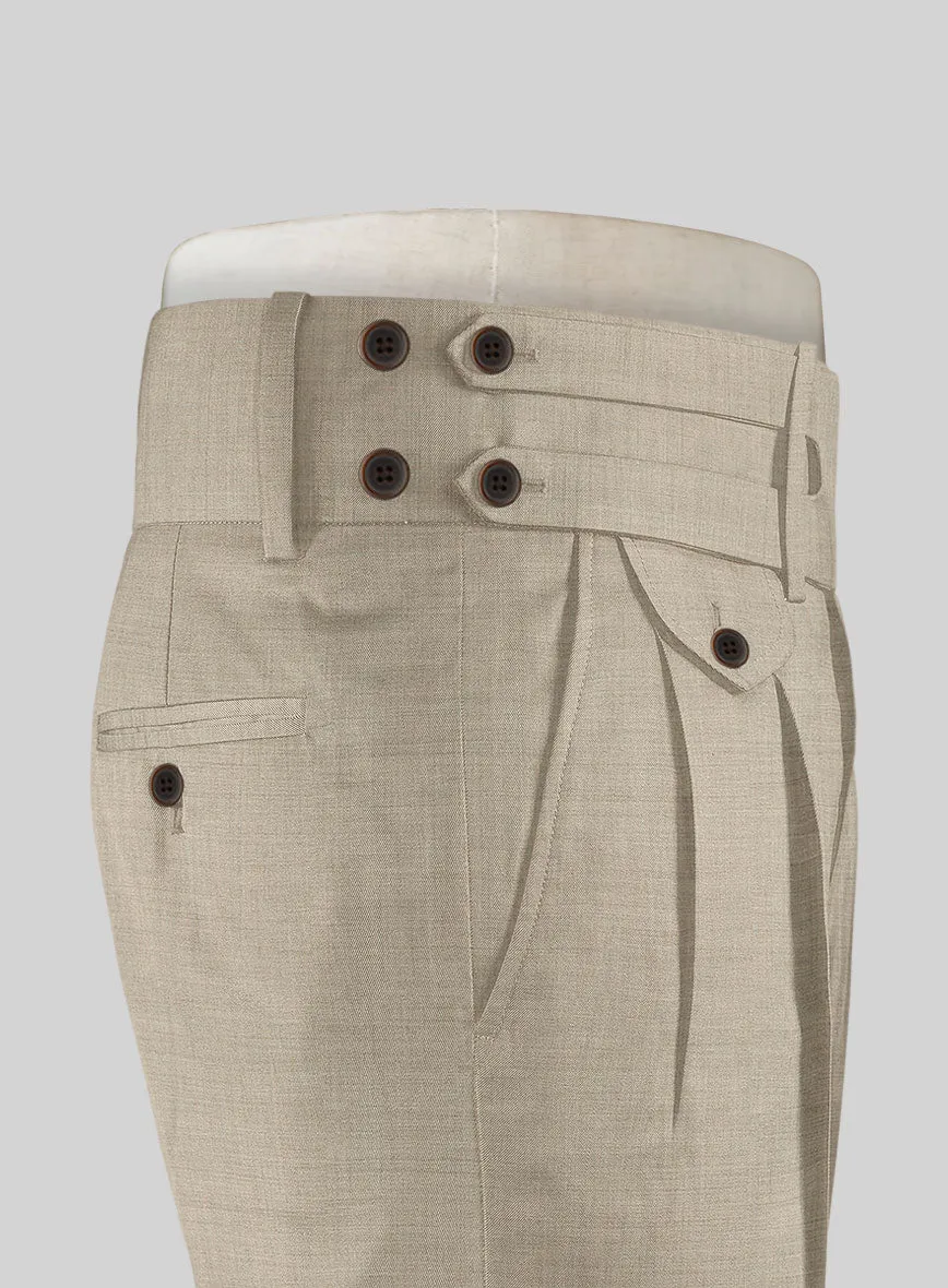 Napolean Melange Khaki Double Gurkha Wool Trousers