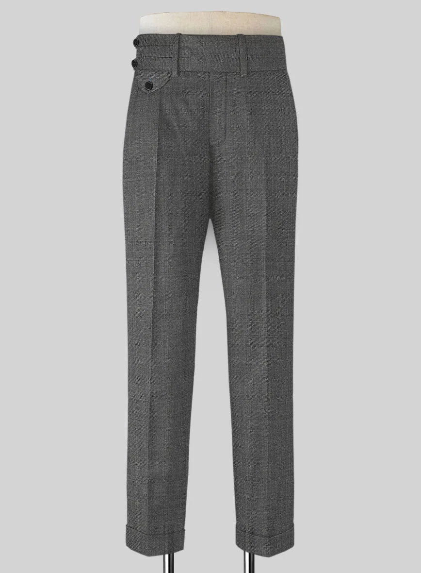 Napolean Sharkskin Gray Double Gurkha Wool Trousers