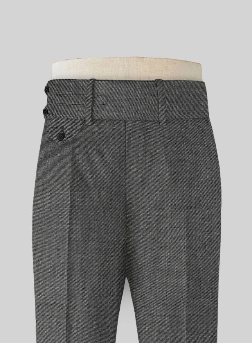 Napolean Sharkskin Gray Double Gurkha Wool Trousers