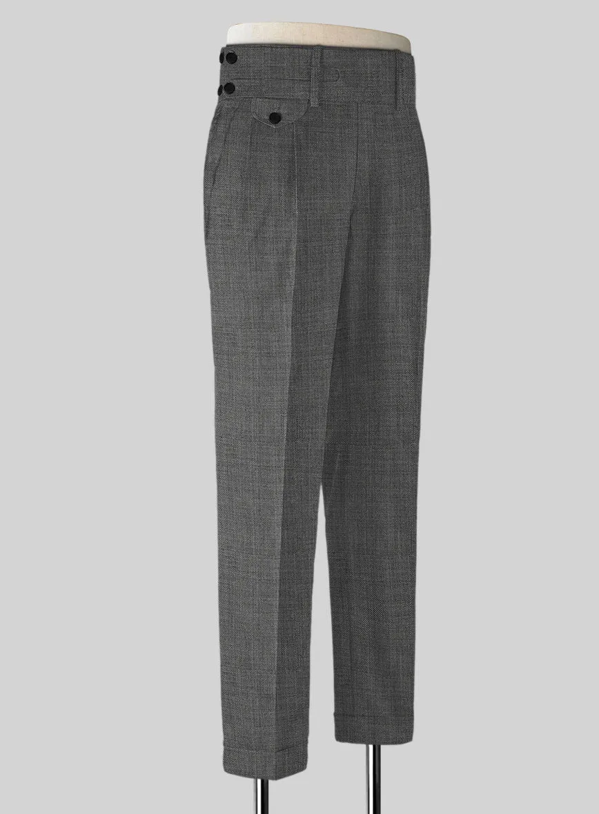 Napolean Sharkskin Gray Double Gurkha Wool Trousers