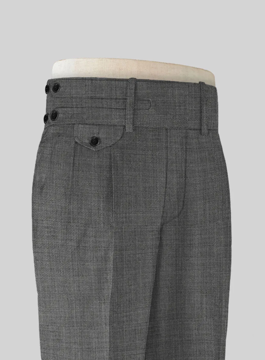 Napolean Sharkskin Gray Double Gurkha Wool Trousers