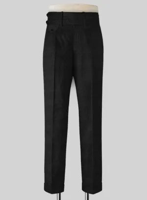 Napolean Stone Black Double Gurkha Wool Trousers