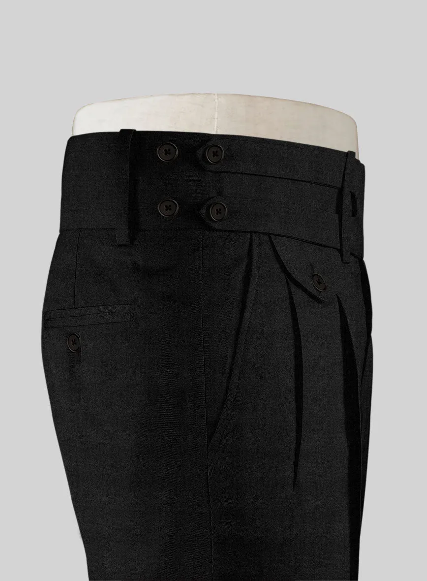 Napolean Stone Black Double Gurkha Wool Trousers