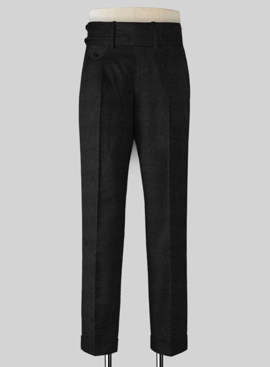 Napolean Stone Black Double Gurkha Wool Trousers