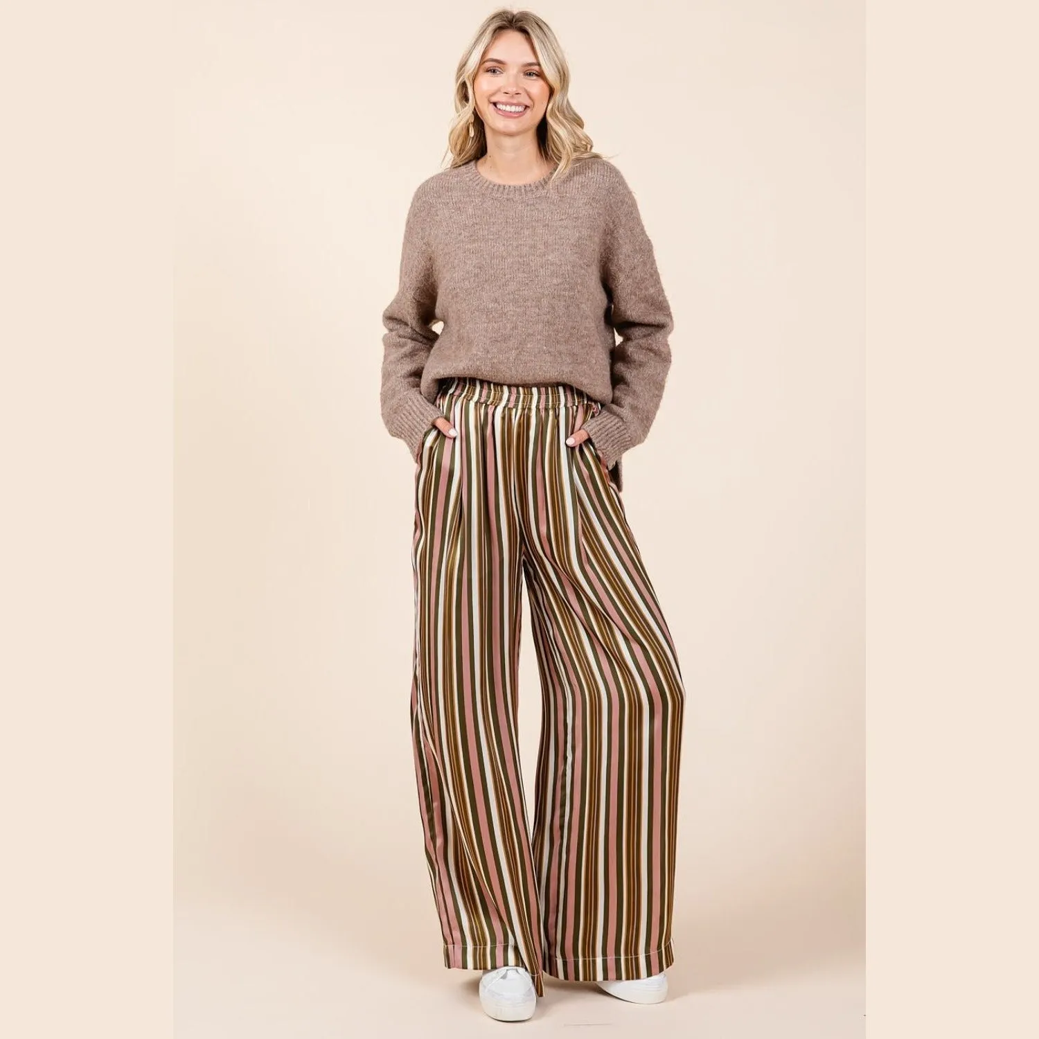 New Me Striped Wide Leg Pants