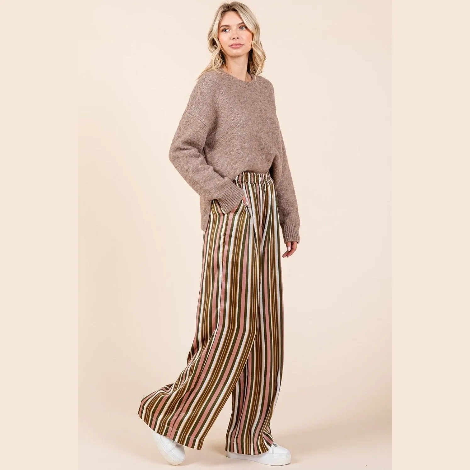 New Me Striped Wide Leg Pants