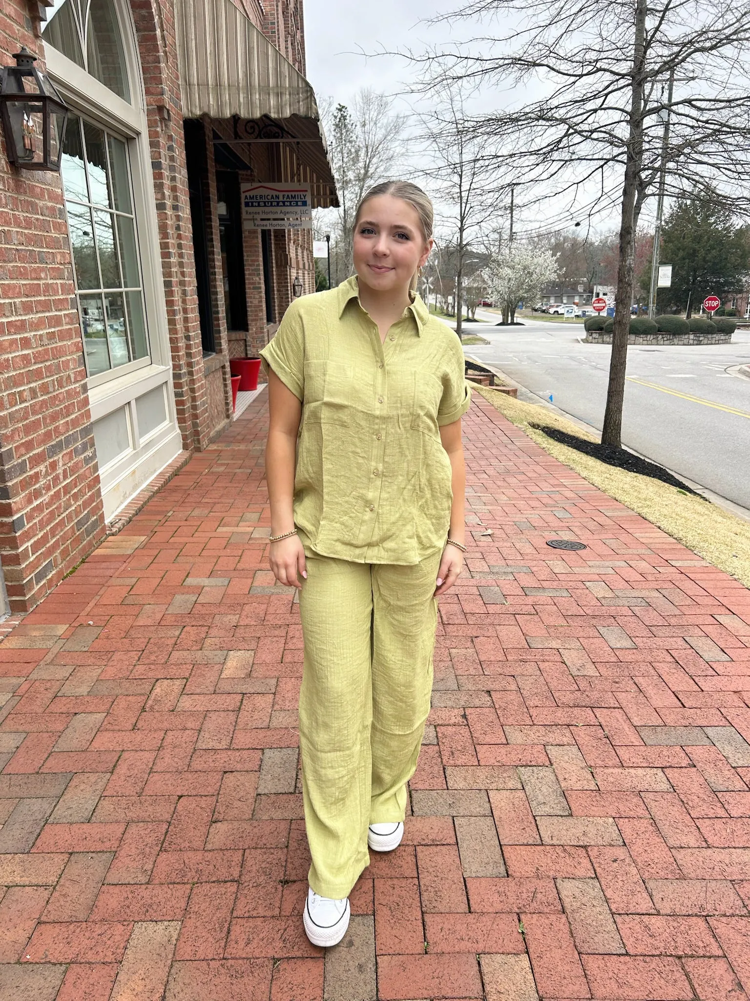 Olive Linen Set- Pants