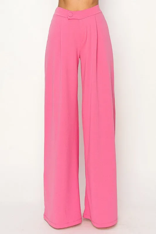 Pink Asymmetrical High Waisted Trouser Pants