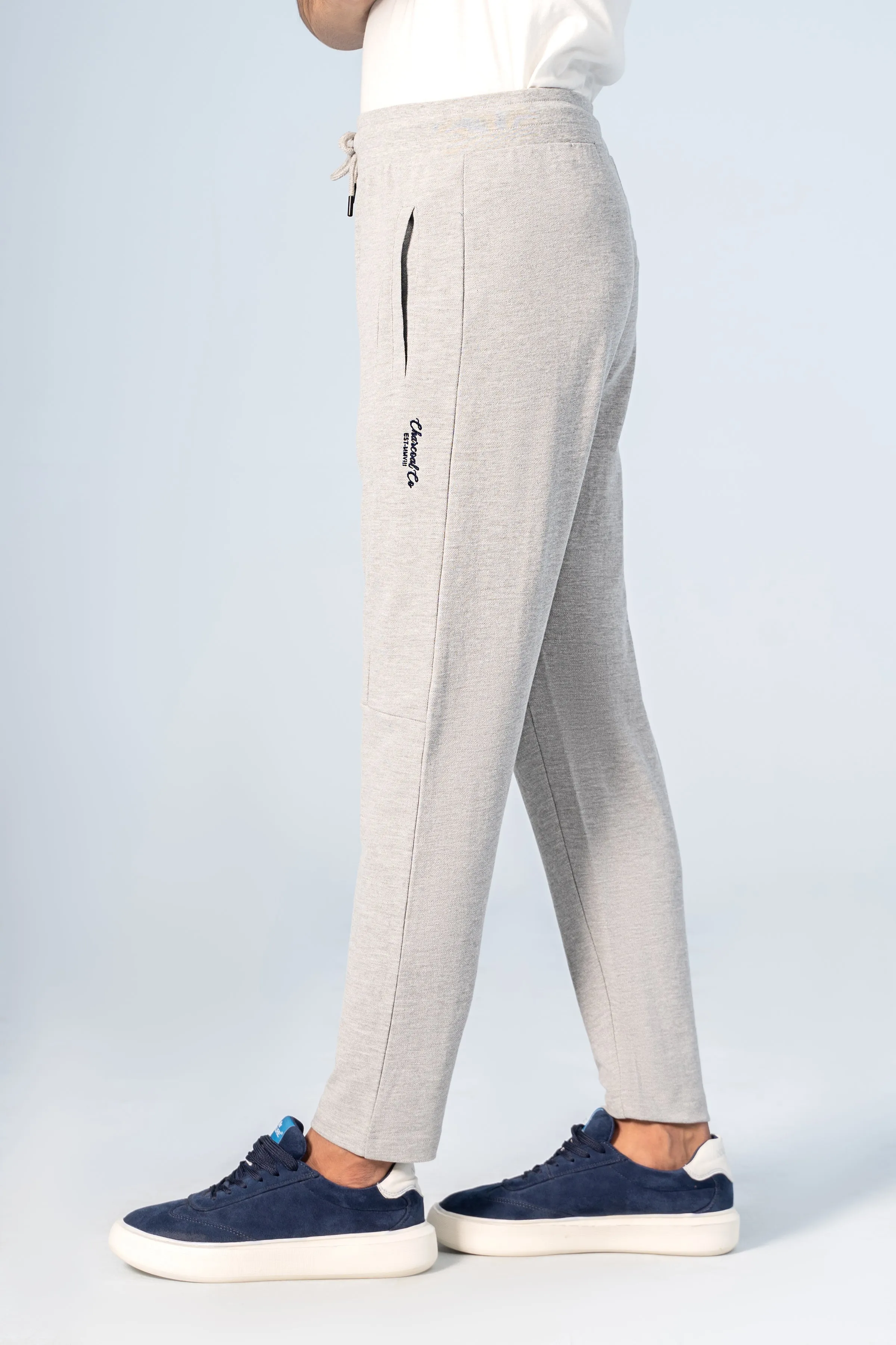 PIQUE JOGGER WAIST PANEL TROUSER GREY