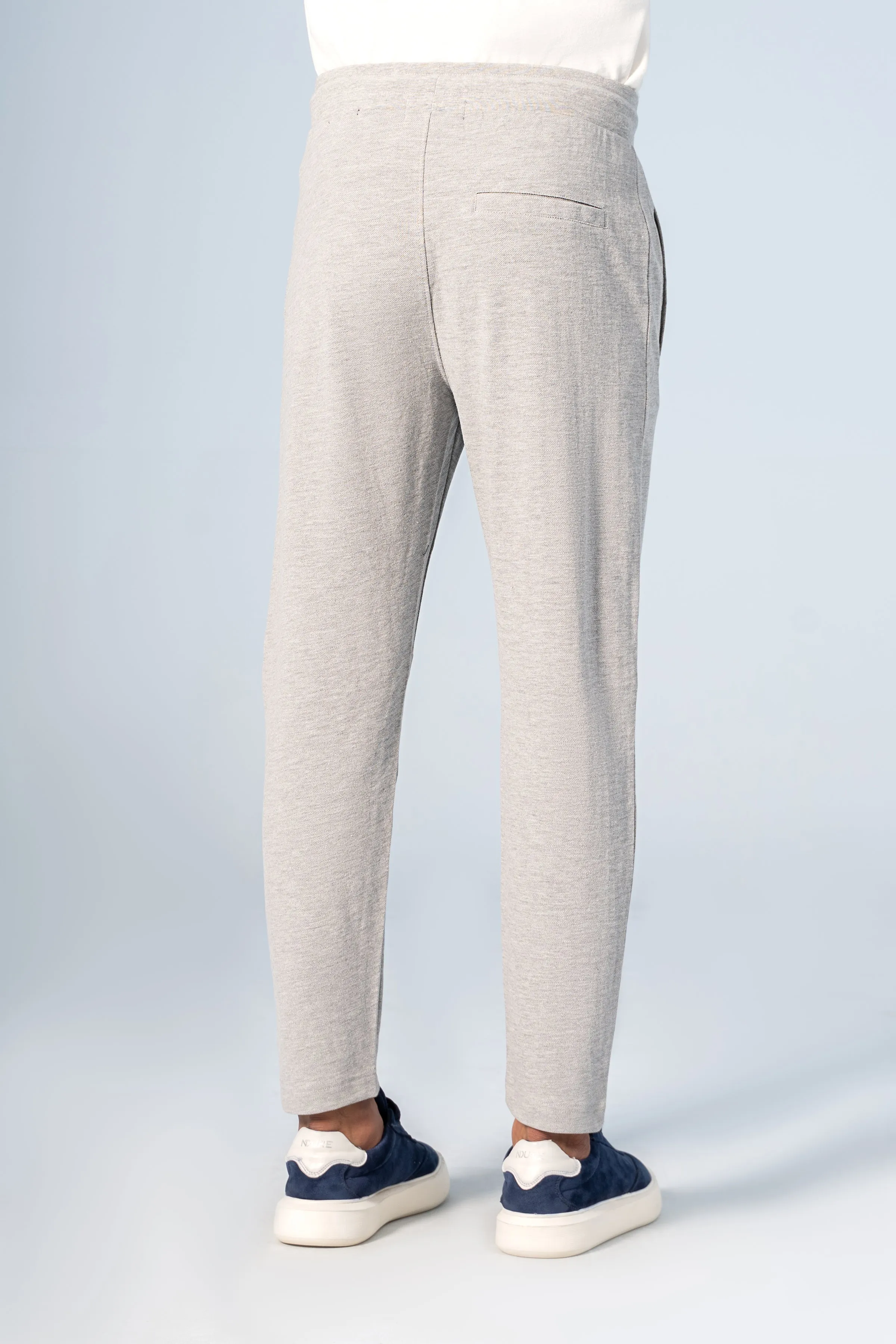 PIQUE JOGGER WAIST PANEL TROUSER GREY