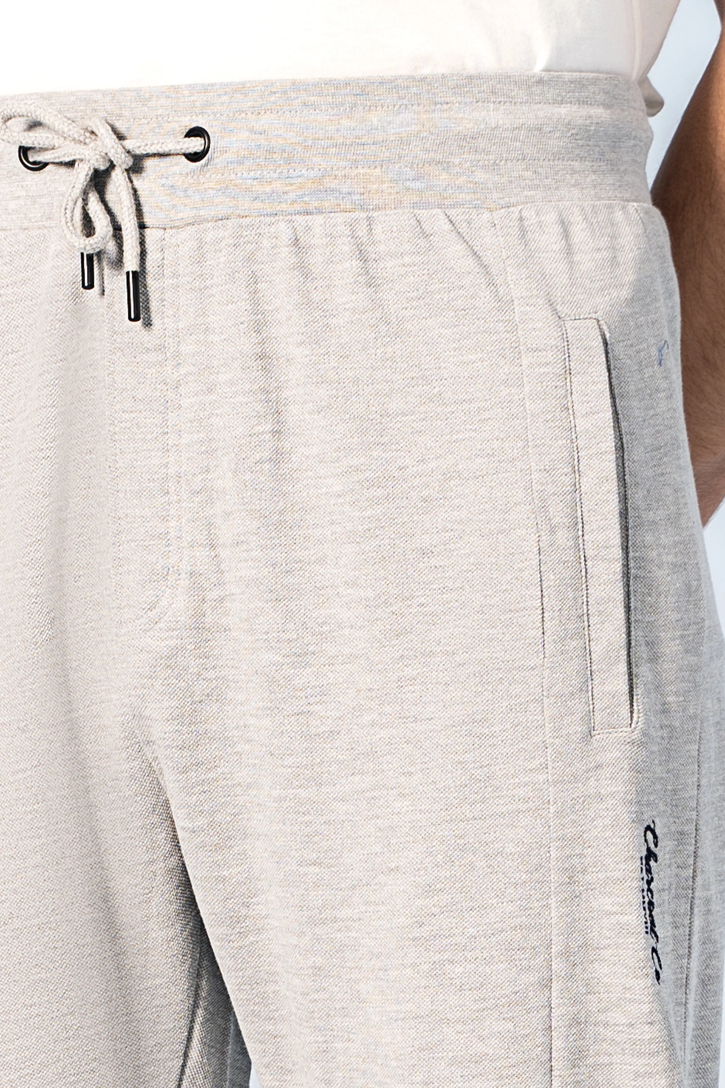 PIQUE JOGGER WAIST PANEL TROUSER GREY