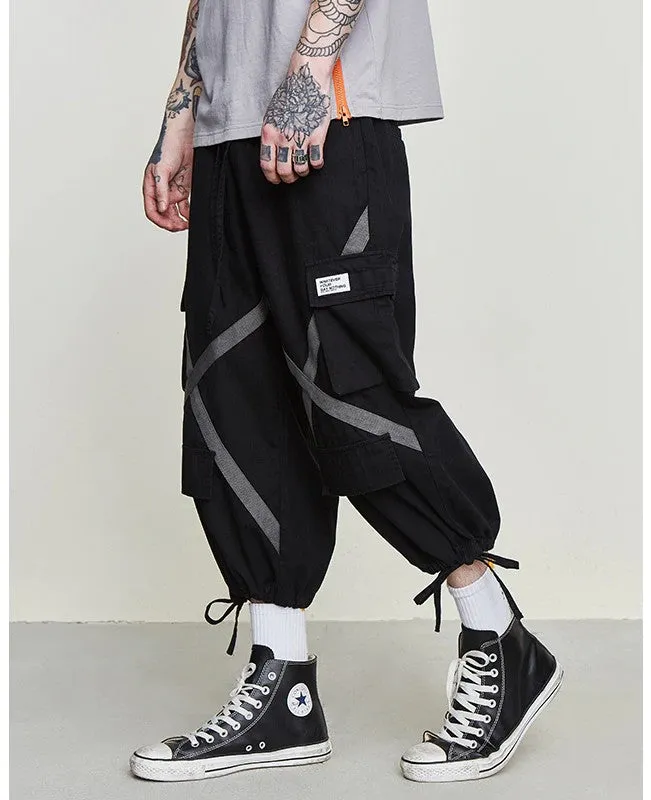 Pocket Baggy Crosswise Hip Hop Streetwear Ankle Length Men Pants