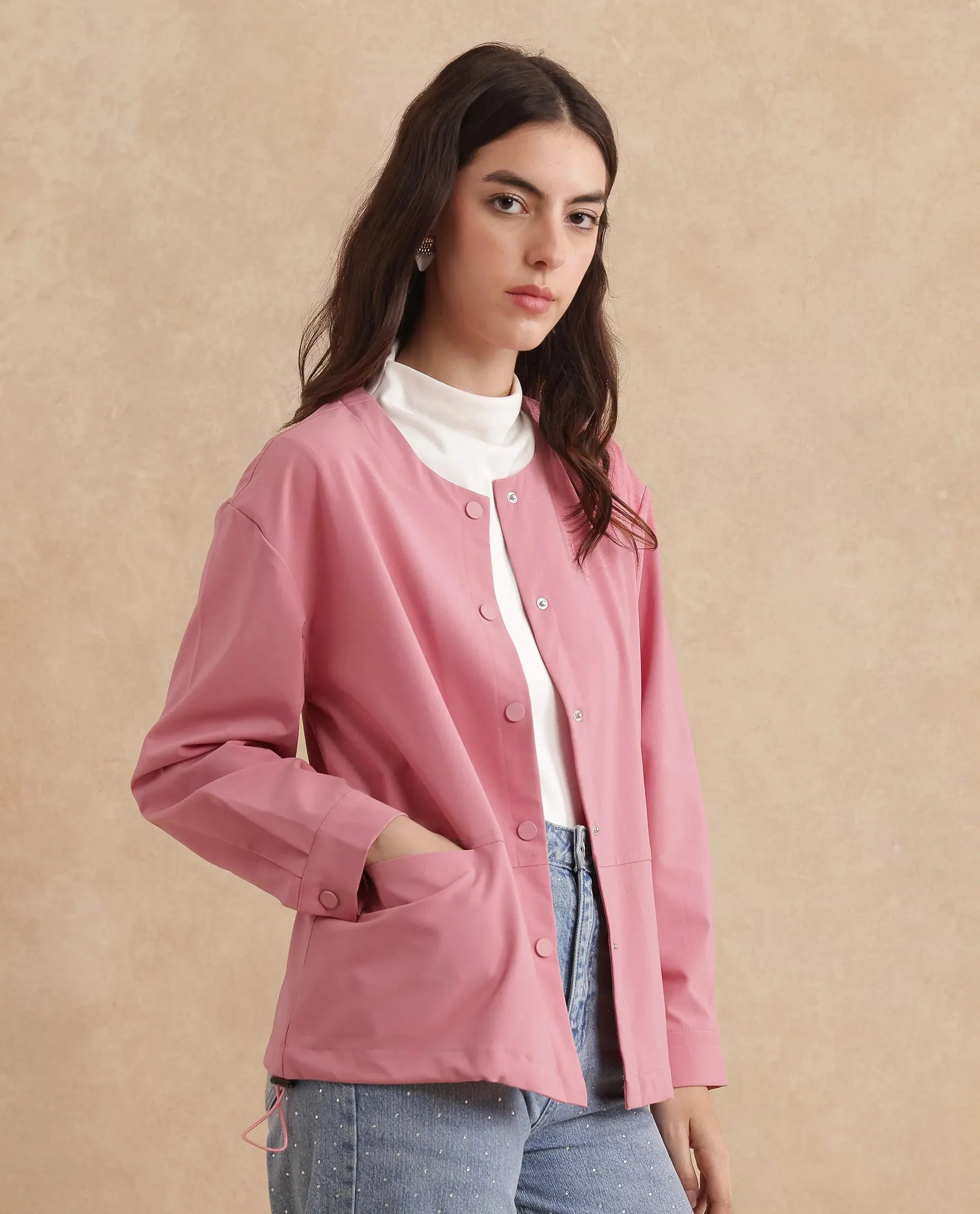 Rareism Women Indow Dusky Pink Plain Jacket