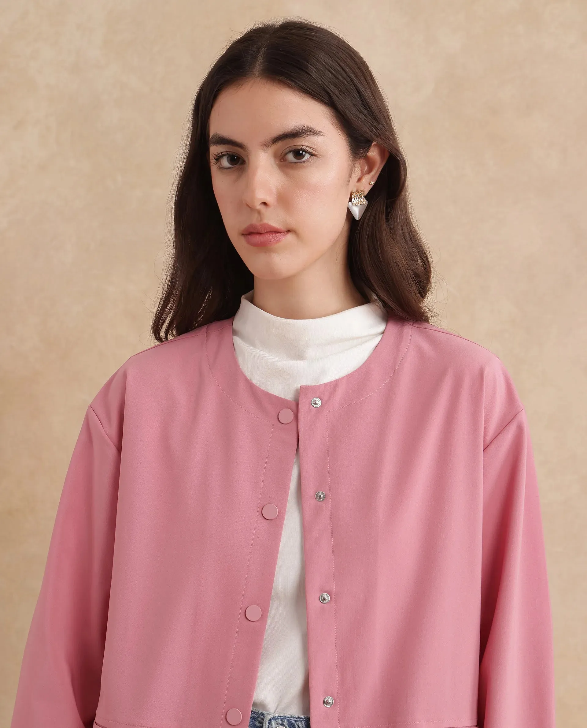 Rareism Women Indow Dusky Pink Plain Jacket