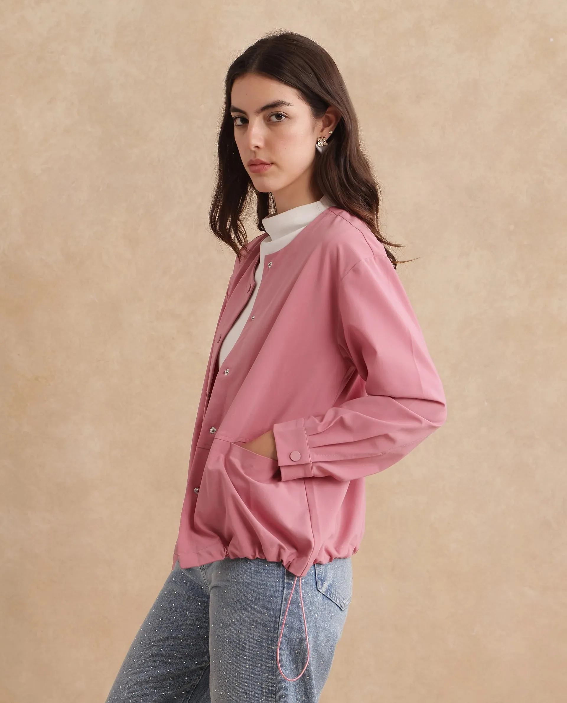 Rareism Women Indow Dusky Pink Plain Jacket