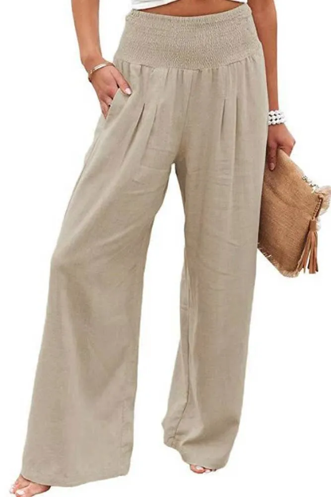 Reg/Plus High Waist Wide Leg Pants