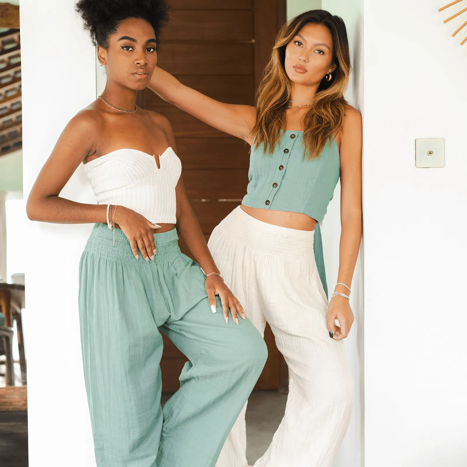 Sage Wide Leg Cotton Pants