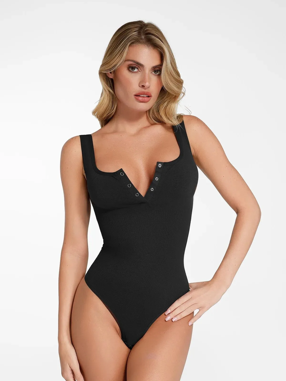 Shapewear Seamless Modal Henley Tank Bodysuit