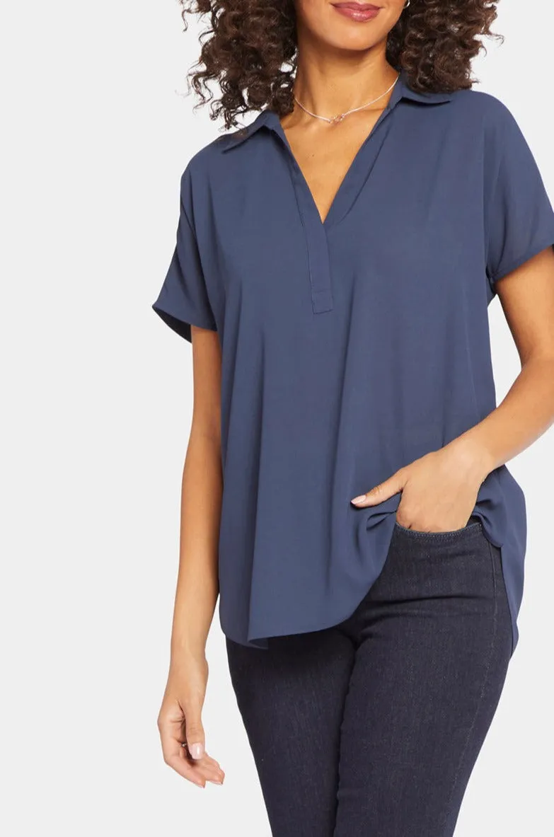 Short Sleeve Dipped Hem Blouse