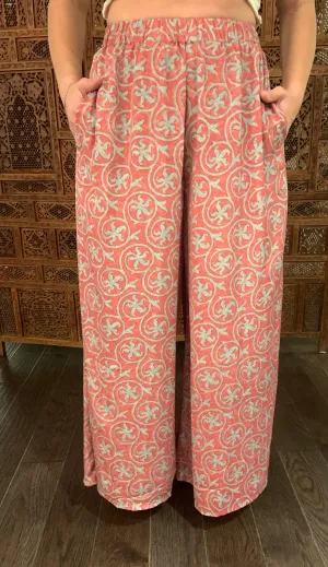 Silk Wide Leg Pant - Georgia Peach