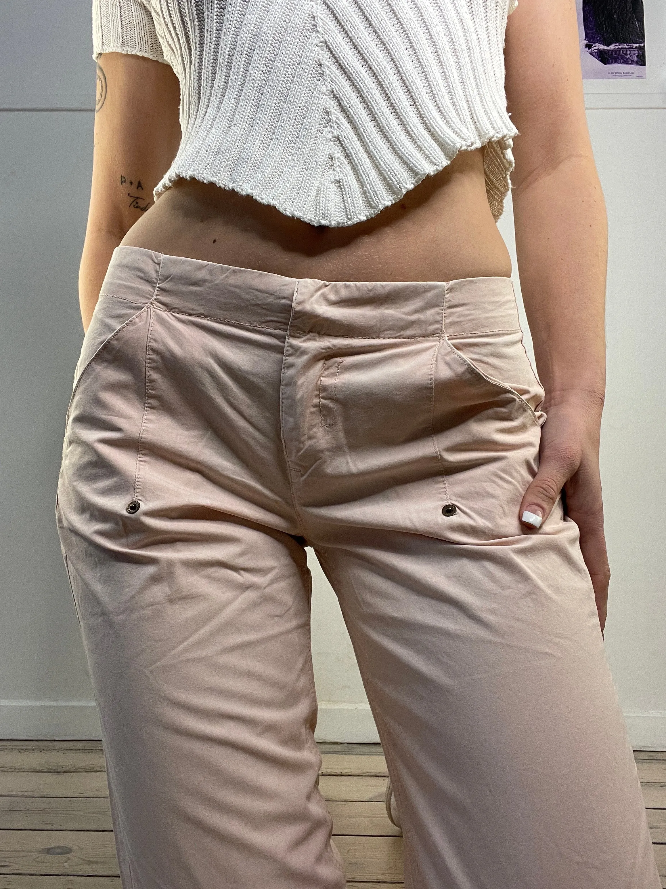 sporty baby pink low waisted pants