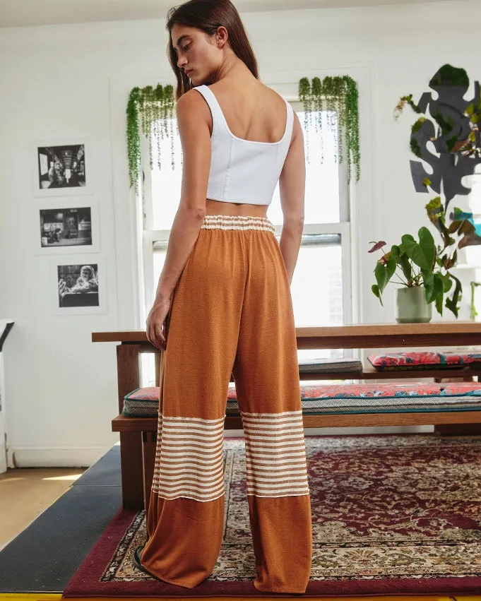 Striped Wide Leg Drawcord Pants