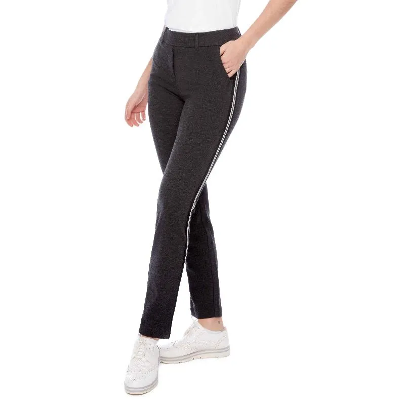 Swing Control Side Stripe Ponte Pant(30") - Charcoal