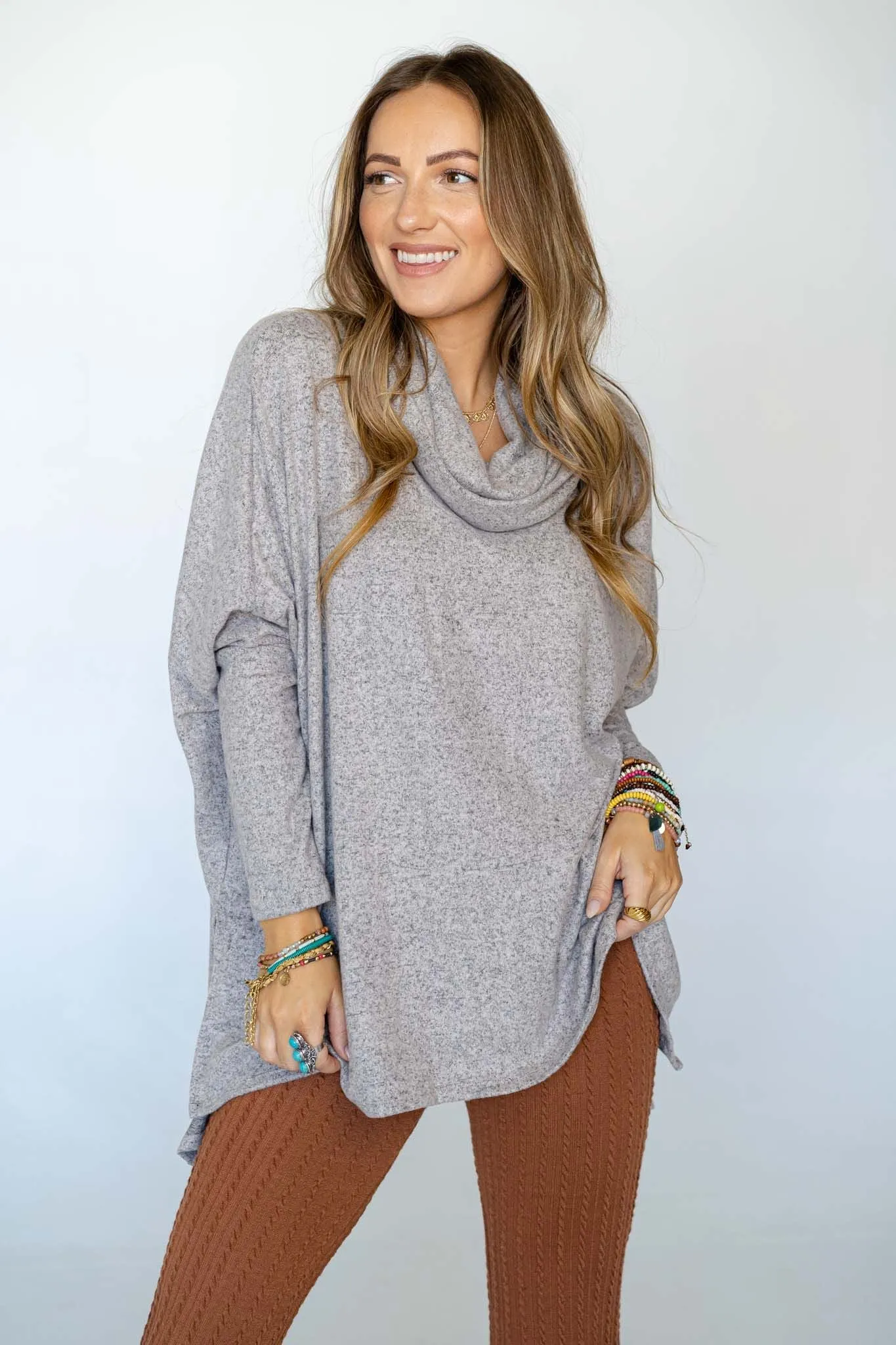 The Nest So Versatile Flowy Knit Sweater - Oatmeal