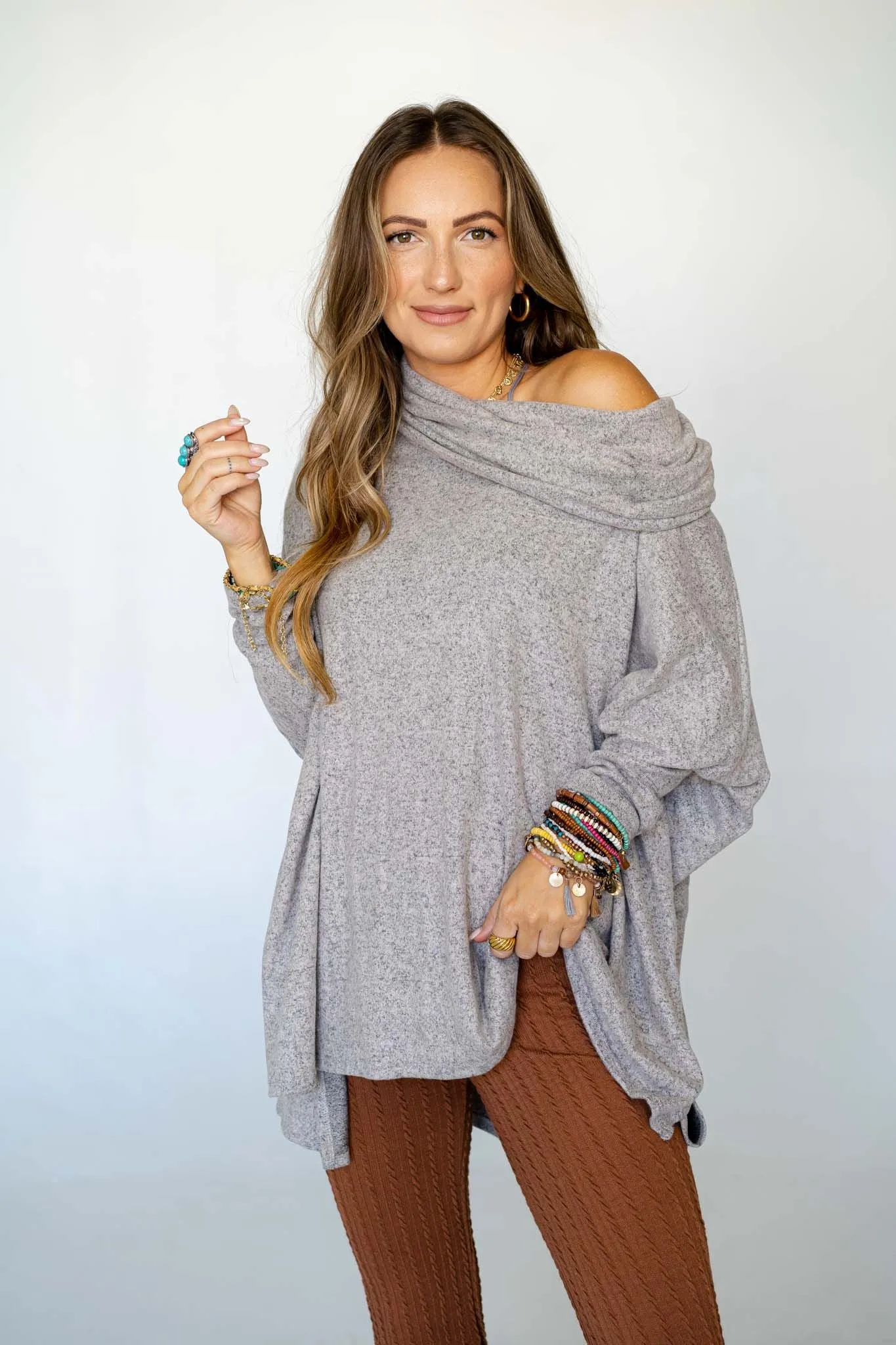 The Nest So Versatile Flowy Knit Sweater - Oatmeal