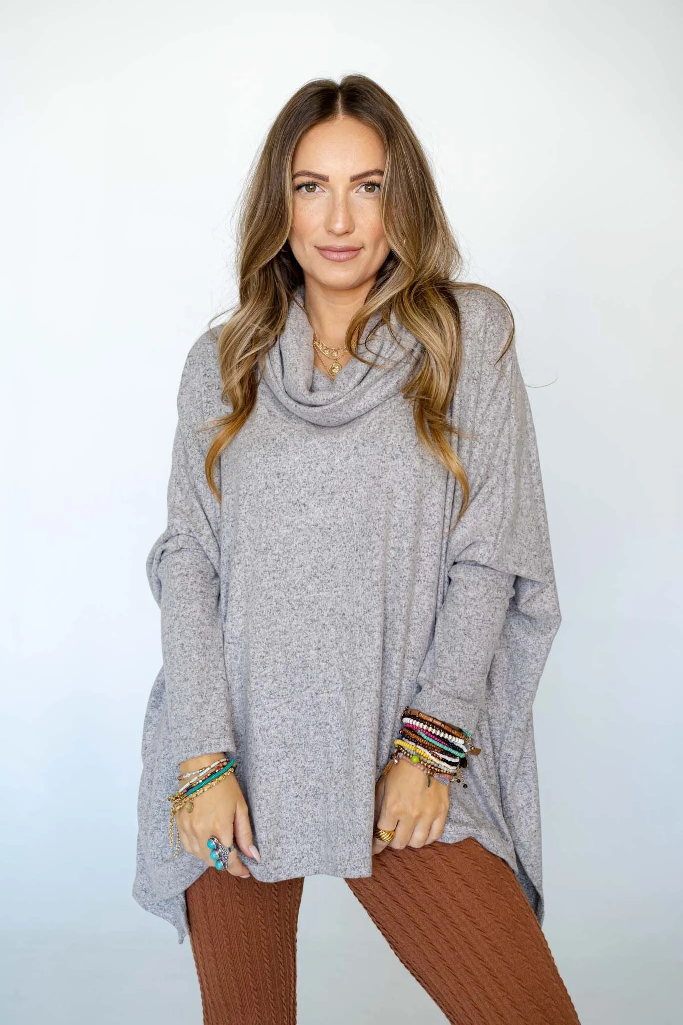 The Nest So Versatile Flowy Knit Sweater - Oatmeal