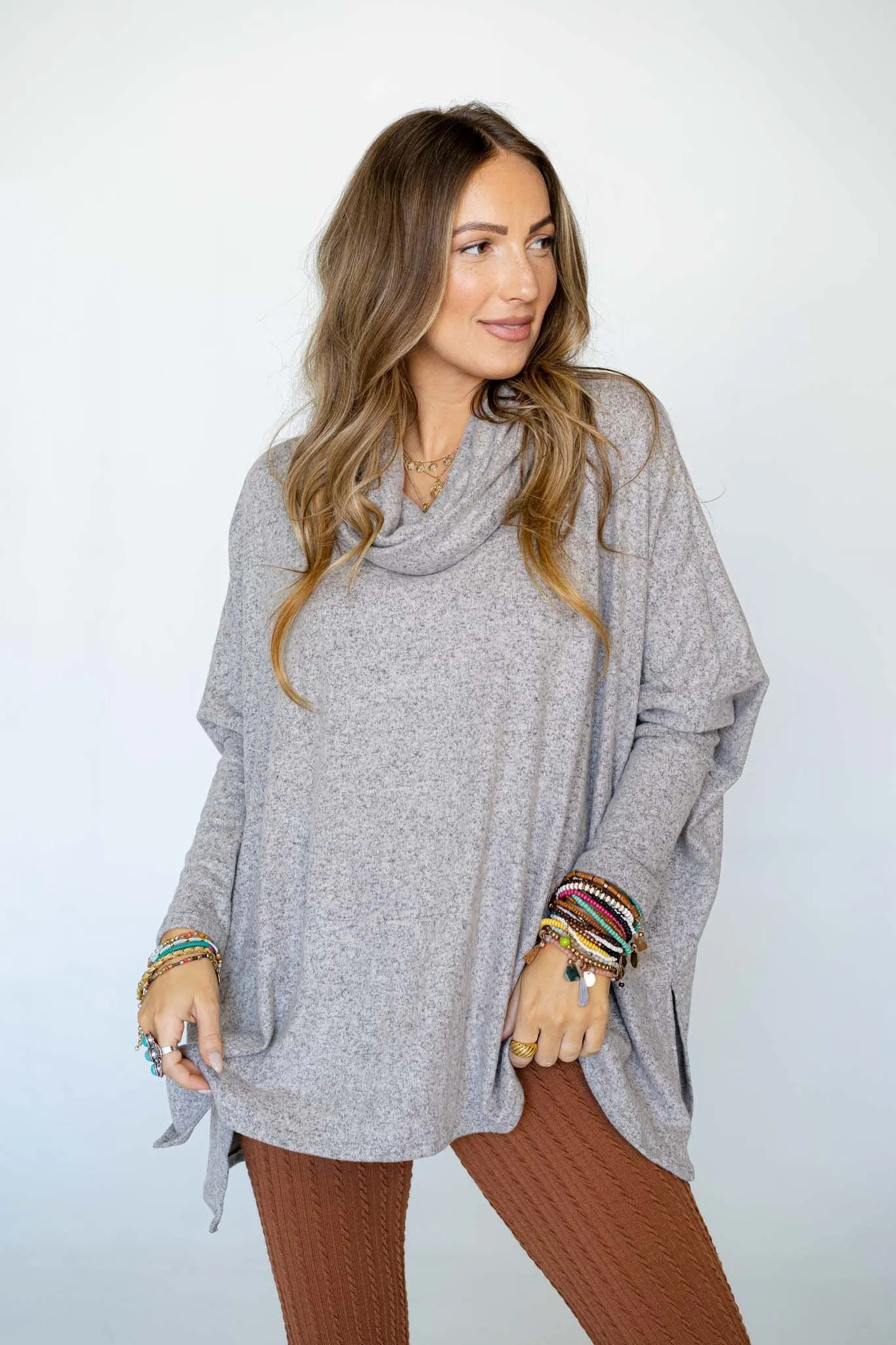 The Nest So Versatile Flowy Knit Sweater - Oatmeal