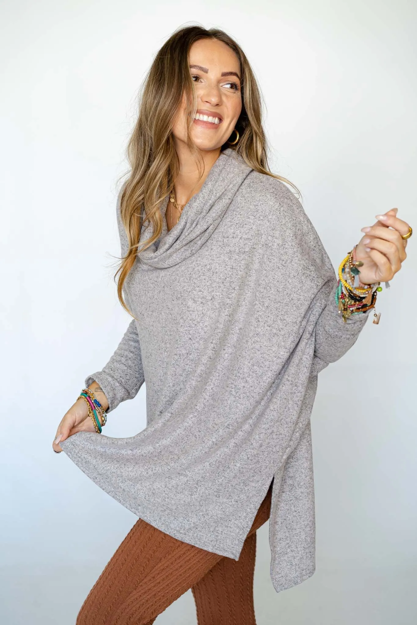 The Nest So Versatile Flowy Knit Sweater - Oatmeal