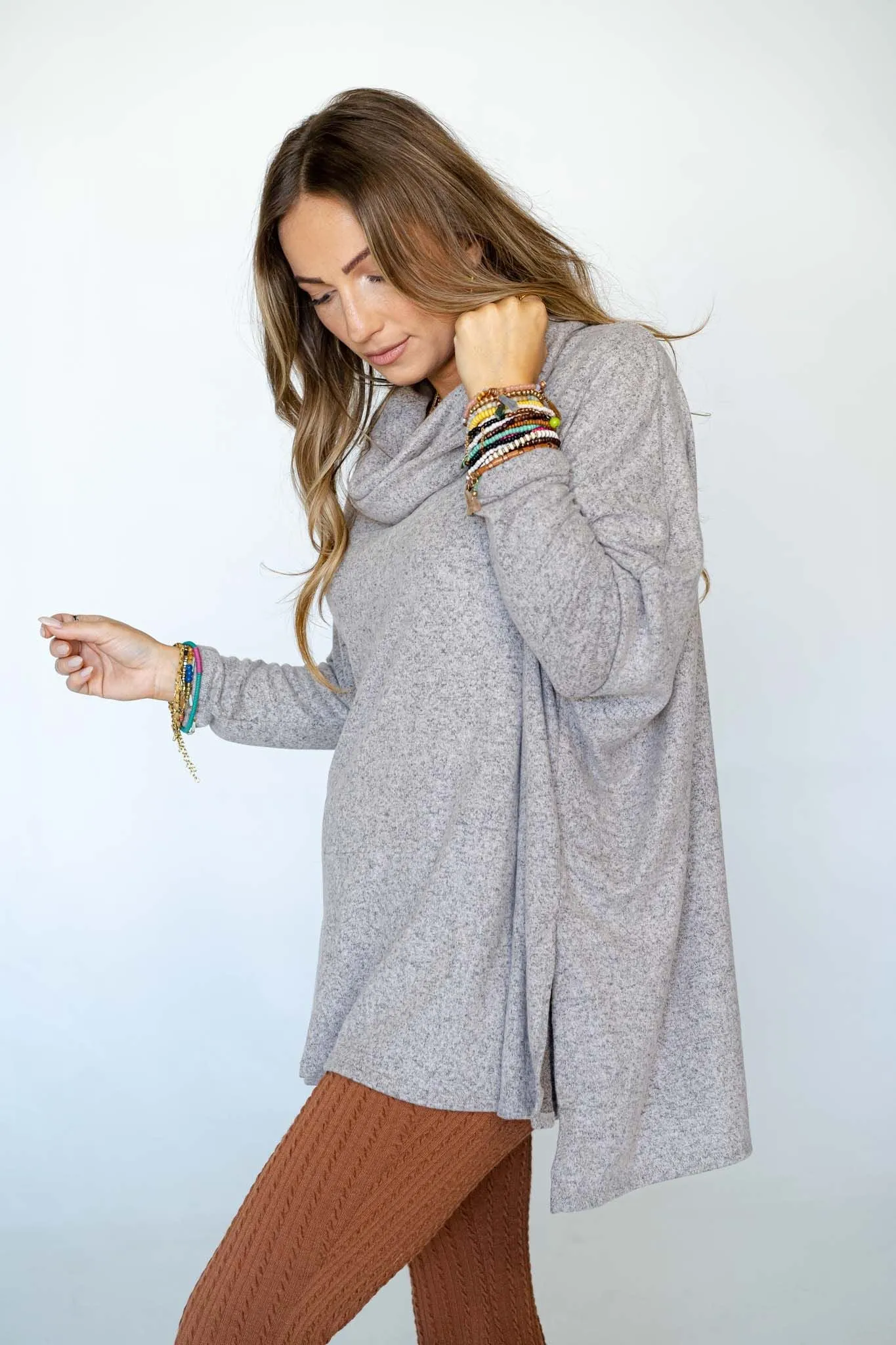 The Nest So Versatile Flowy Knit Sweater - Oatmeal