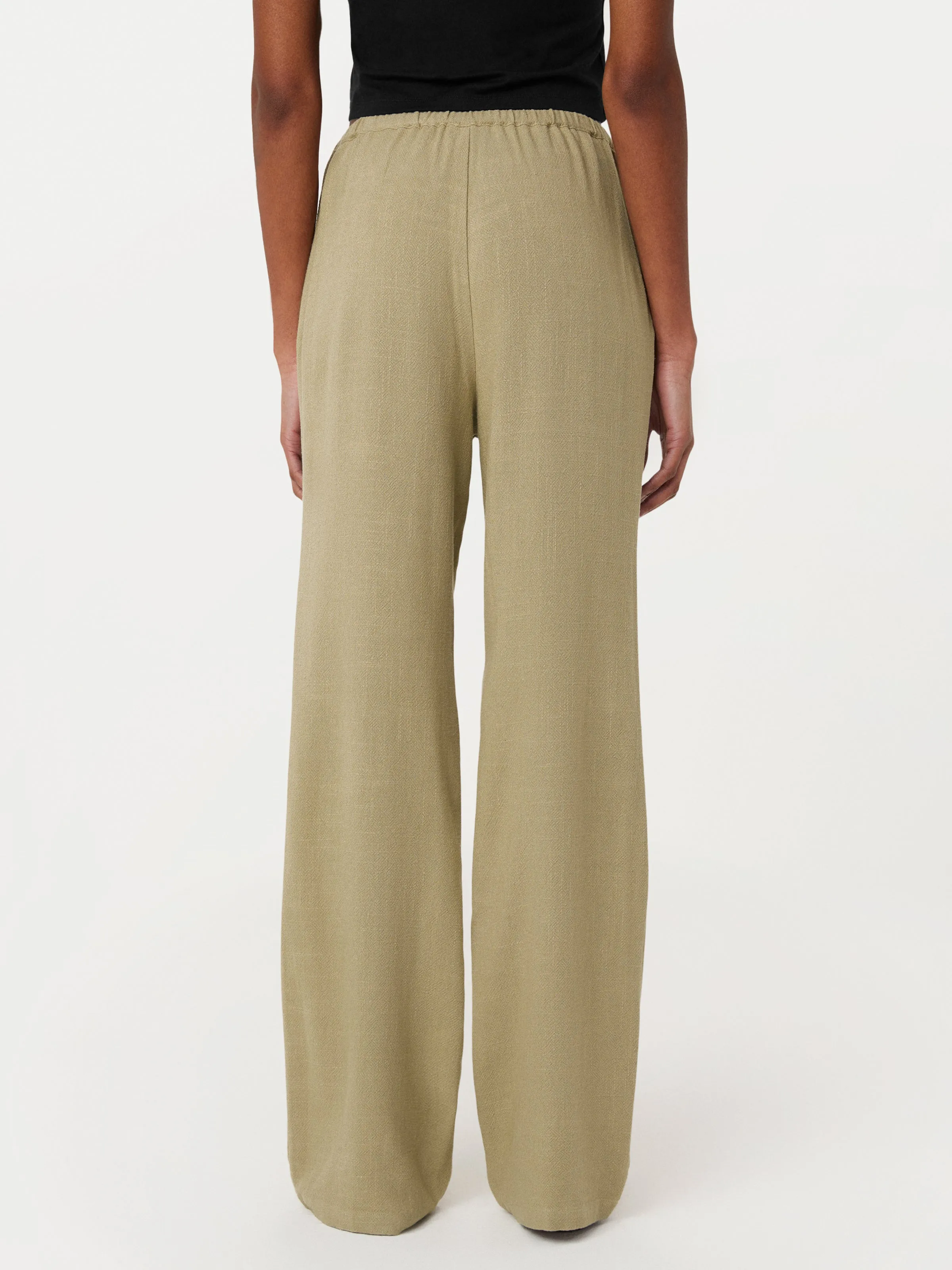 The Relaxed Linen Blend Pant in Green Beige