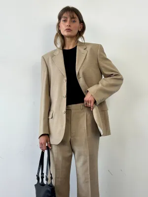 Vintage Single Breasted Wool Linen Blend Suit - 36R/W31