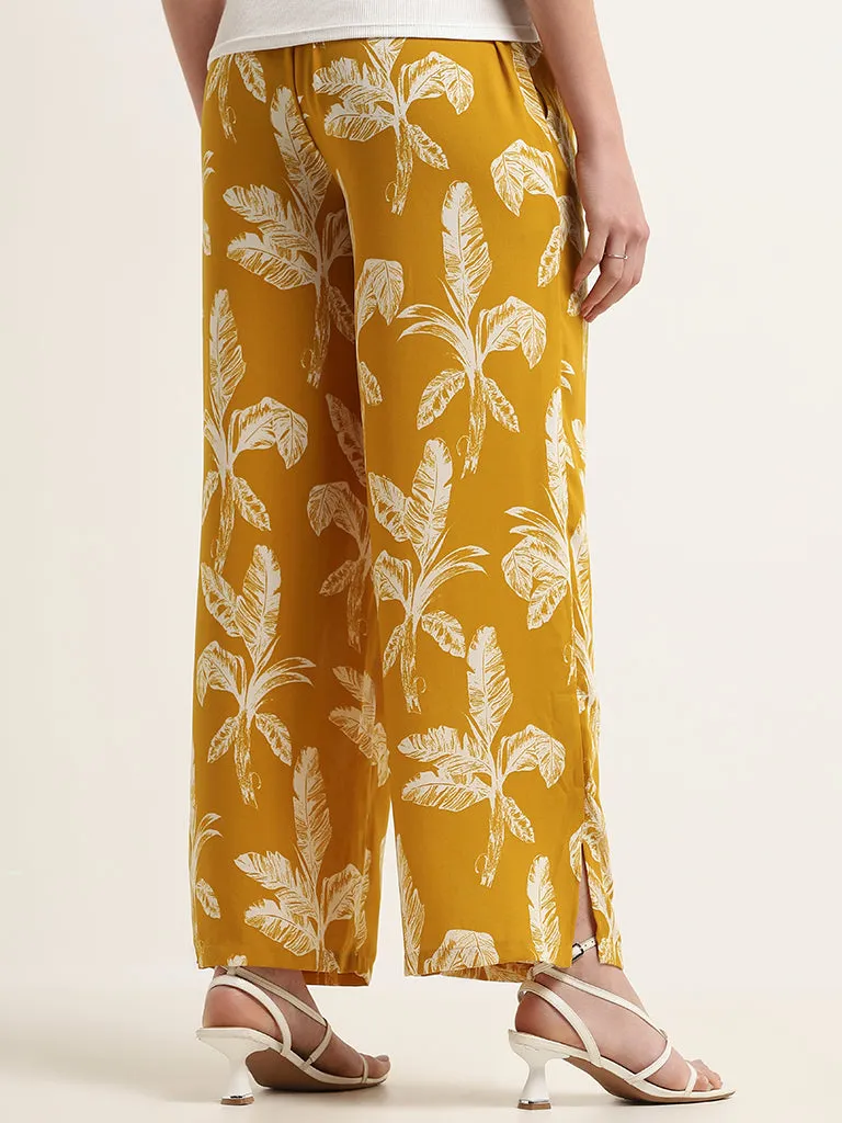 Wardrobe Yellow Leaf-Print Pants