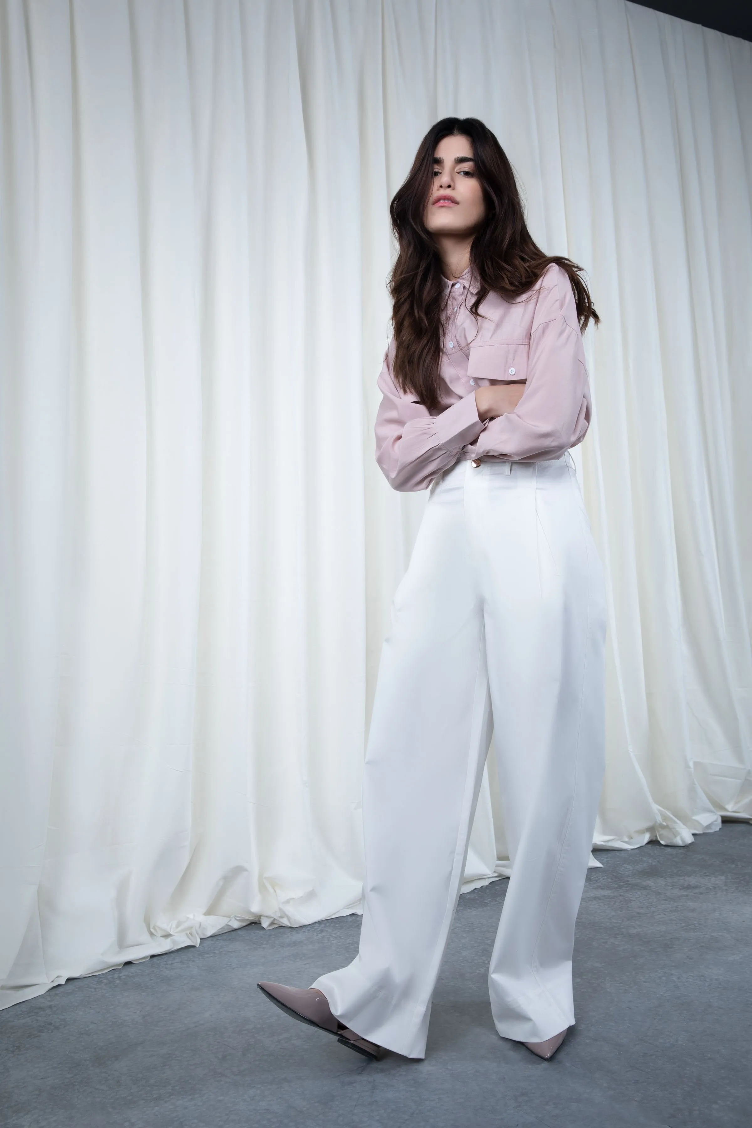 White Belted Flowy Pants