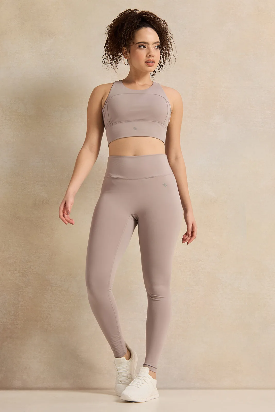 Women Beige Active Leggings