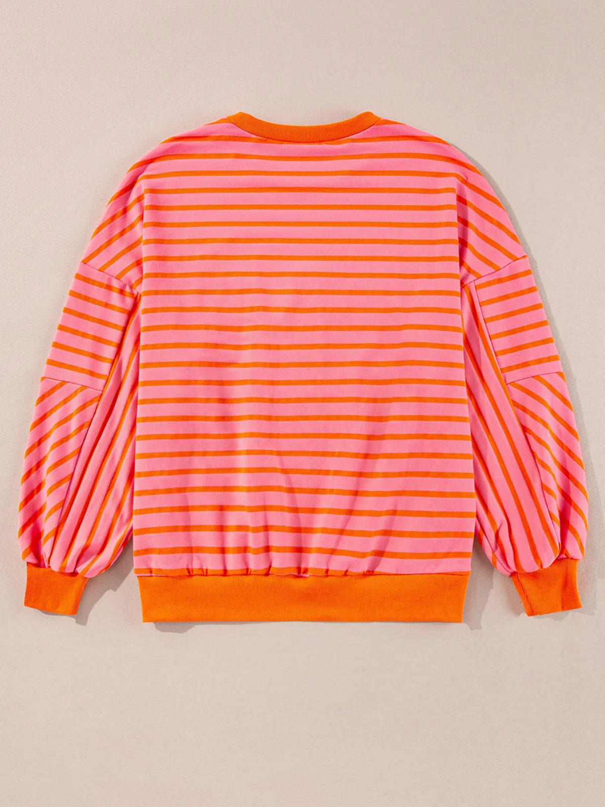 Womens  Russet Orange Stripe Crew Neck Loose Fit Sweatshirt