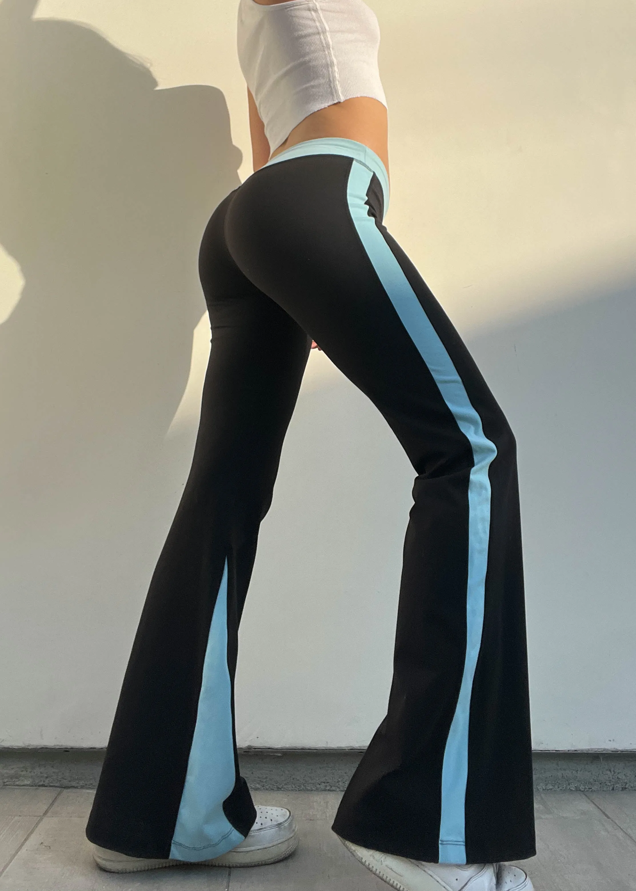 Y2k Blue & Black Bebe Flares (S)